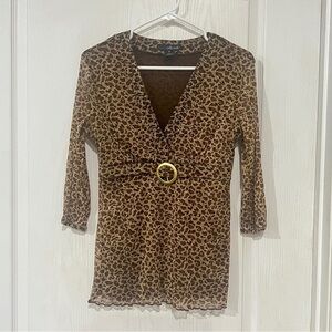 REMOVING TODAY FINAL PRICE Y2KWilli Smith Leopard Print Top with Metallic